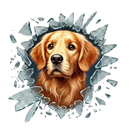 Moton Motors | Köpek Golden Araç Sticker 10 cm X 10 cm