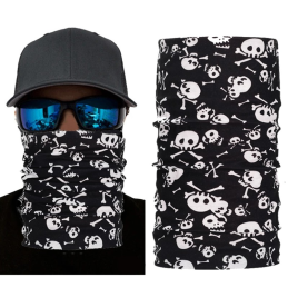 Moton Motors | Kafatası Baskılı Likralı Bandana (Haki/Krem)