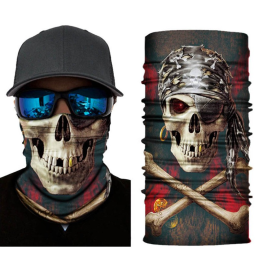 Moton Motors | Kafatası Baskılı Likralı Bandana (Haki/Krem)