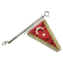 Moton Motors | Flama Türk Bayrağı (Gold Çerçeve) 35 Cm