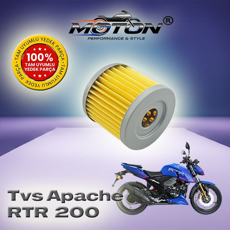 TVS Apache RTR 200 Uyumlu Yağ Filtresi – RTR 200 4V Euro 4 / Euro 5 Motor Yağ Filtresi (2017 – 2026)