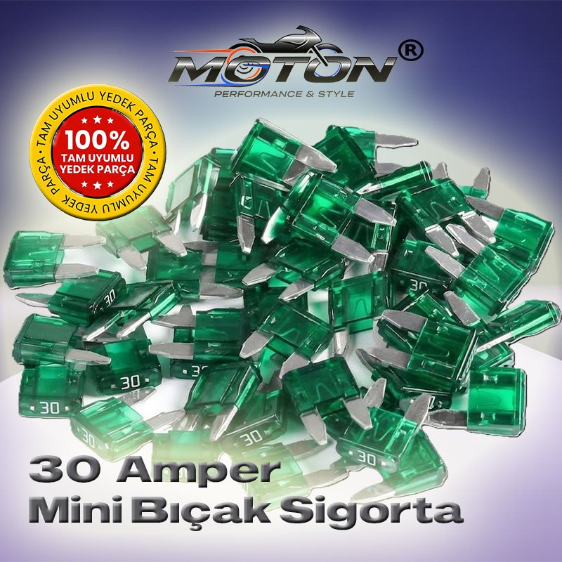 30 Amper Mini (Küçük Tip) Bıçak Sigorta (10 Adet)
