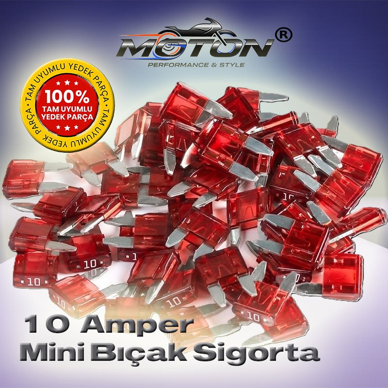 10 Amper Mini (Küçük Tip) Bıçak Sigorta (50 Adet)