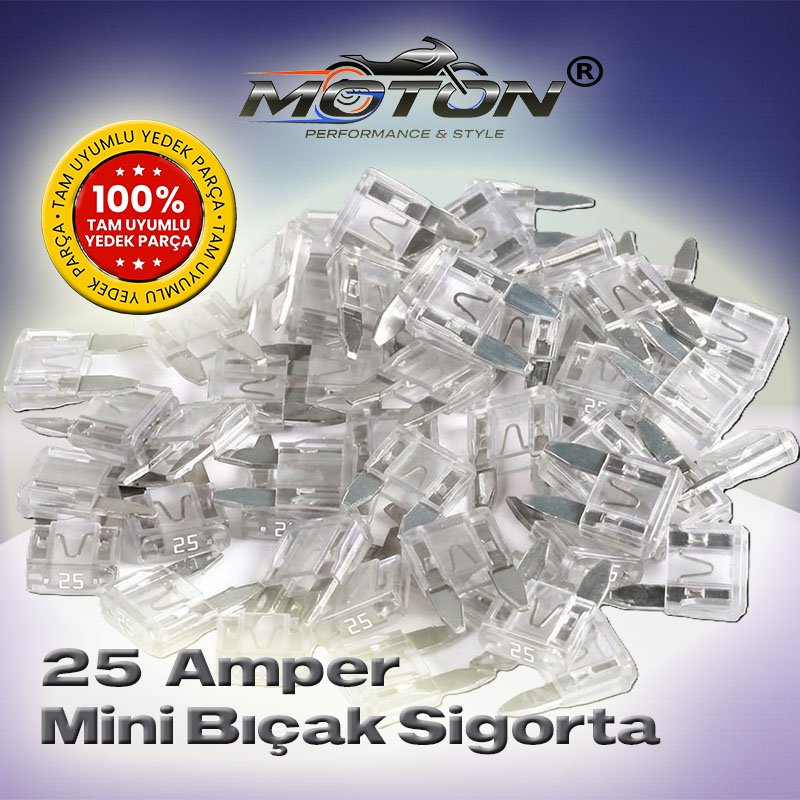 25 Amper Mini (Küçük Tip) Bıçak Sigorta (100 Adet)