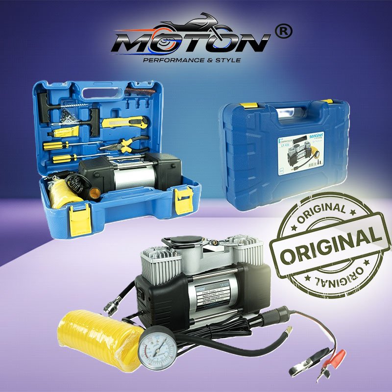 Çift Pistonlu 12V 150 PSI Metal Gövde Araç Hava Kompresörü Lastik Şişirme Pompası – Tamir Kitli Çantalı Set