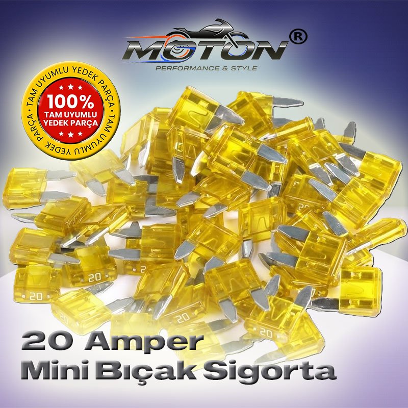 20 Amper Mini (Küçük Tip) Bıçak Sigorta (25 Adet)