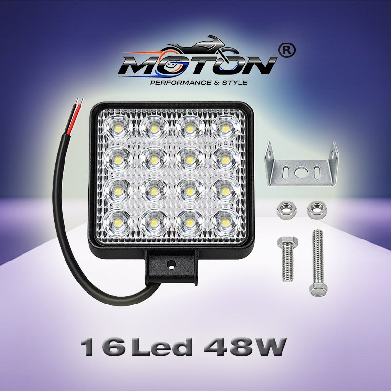16 LED Kare Off Road Sis Farı Çalışma Lambası Projektör 48W 10V-80V Beyaz Işık