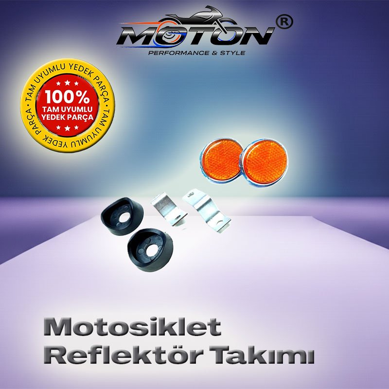 Universal Motosiklet Yuvarlak Ön/Yan Reflektör Seti – Turuncu Kedi Gözü Takımı (Braket ve Takoz Dahil)