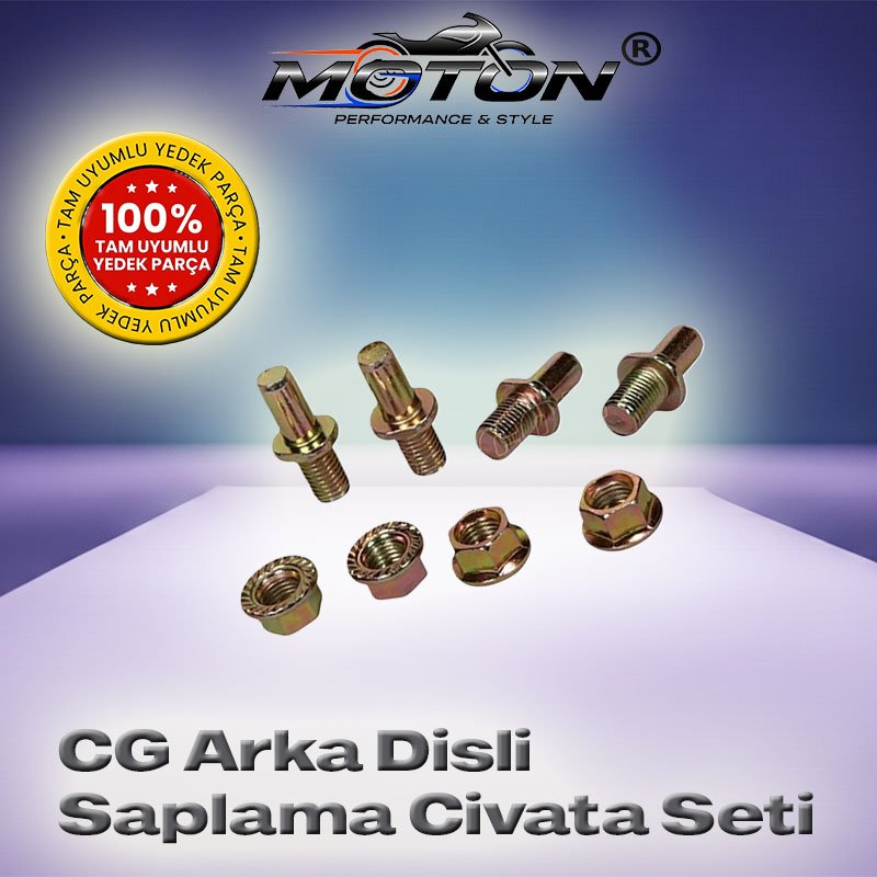 CG 100 / 125 / 150 Arka Dişli Saplama Civatası Ve Somun Seti (4’lü Takım)