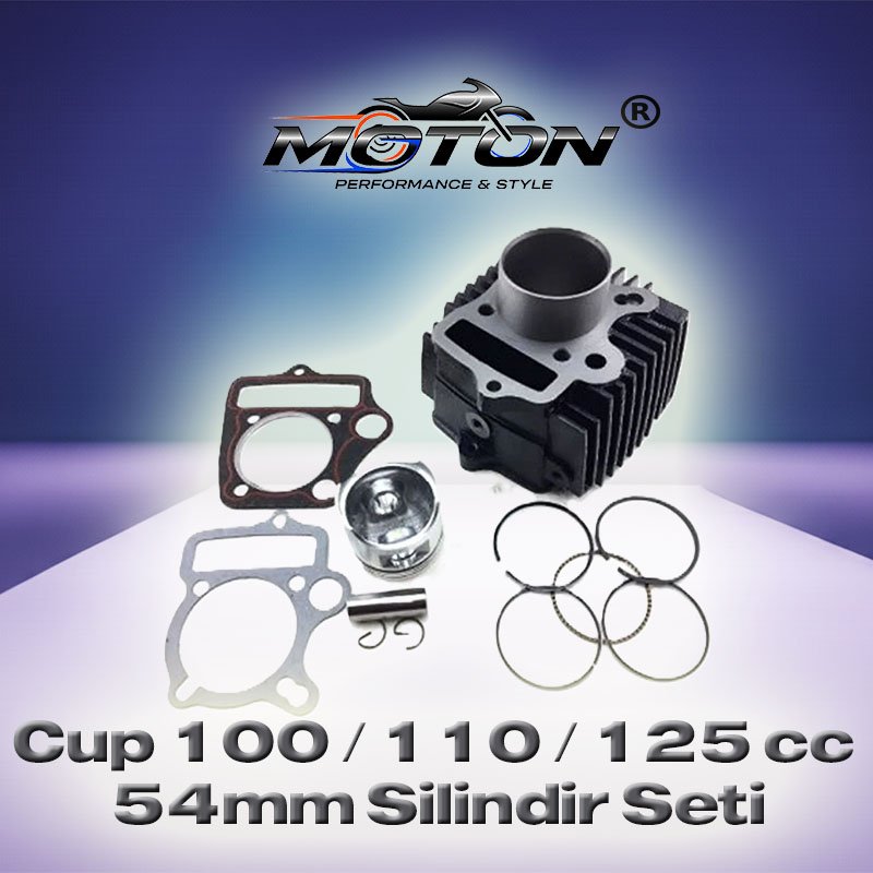 Cup 100 / 110 / 125 cc Uyumlu 54mm Döküm Performans Silindir Seti (13 Perno Komple Takım)