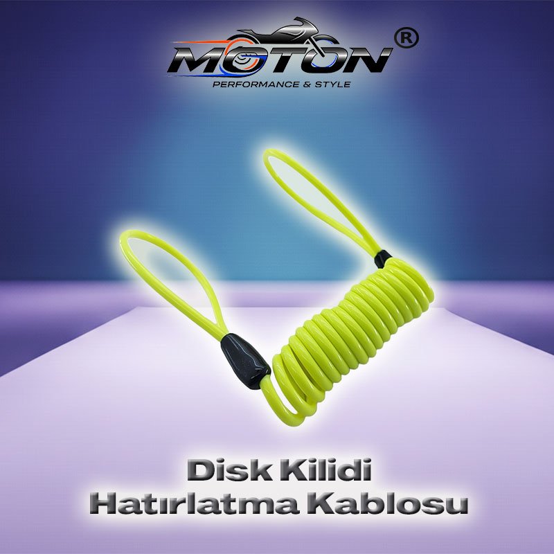 Motosiklet Bisiklet Disk Kilidi Hatırlatma Kablosu 120 cm – Spiralli Güvenlik Halatı