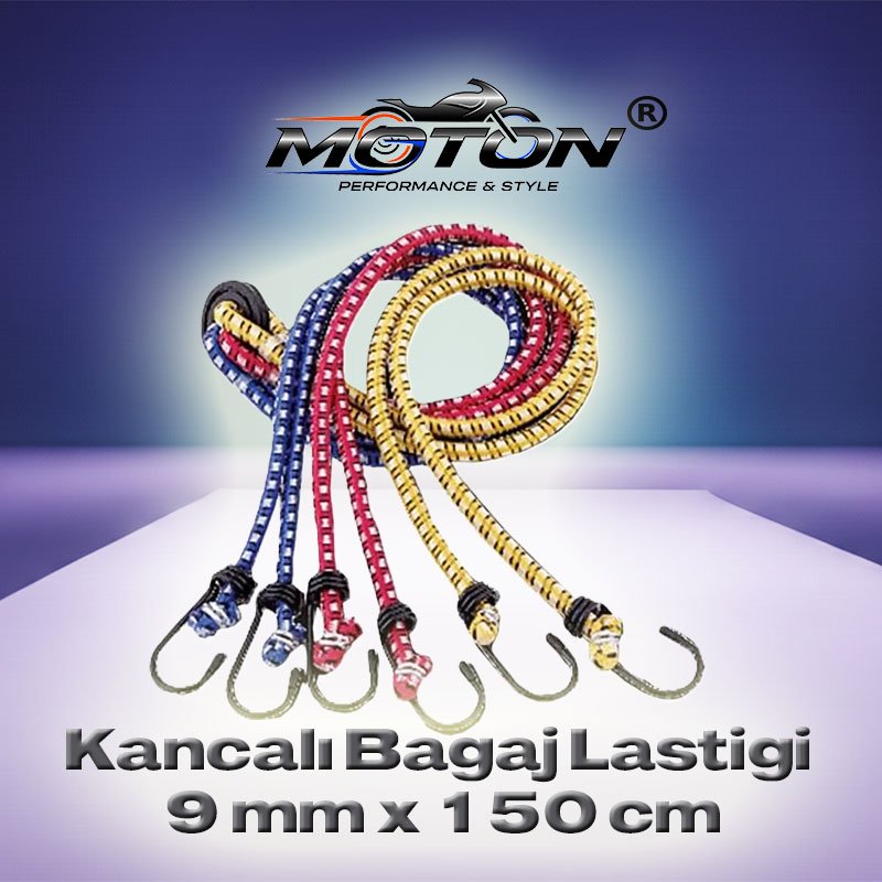 Kancalı Bagaj Lastiği 9 mm x 150 cm – Esnek Oto, Motosiklet, Bisiklet Yük Sabitleme Ve Gergi Lastiği