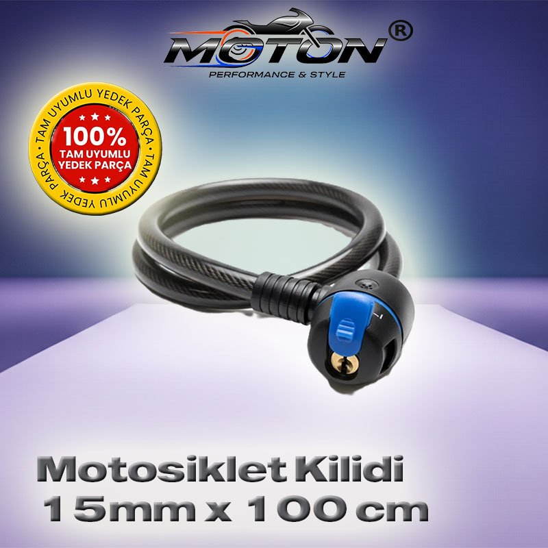 Kalın Çelik Çapraz Örgü Halatlı Bisiklet ve Motosiklet Kilidi (15mm x 100 cm)